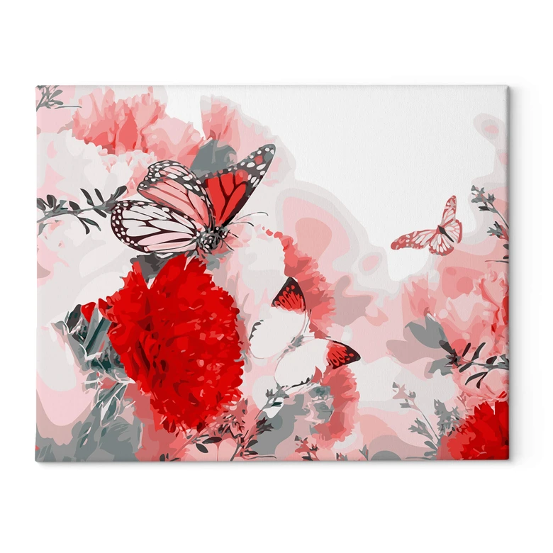 Malen nach Zahlen Leinwandbild - Schmetterlingszauber - 50x40 cm - mit Keilrahmen - bespannt 