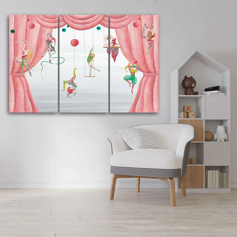 3-delige canvas print, circusacrobaat 