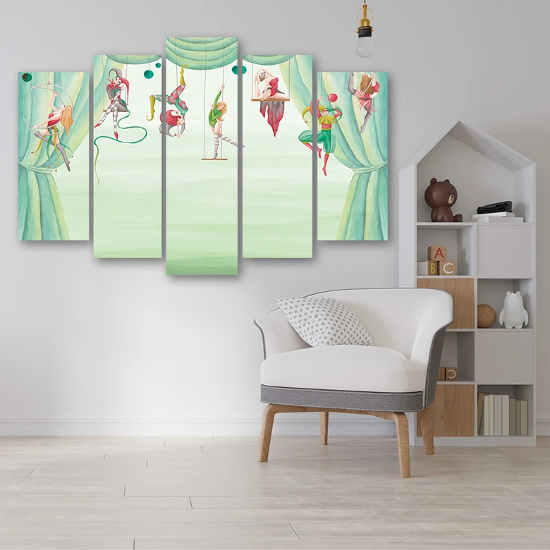Leinwandbild 5 teilig, Zirkusakrobat 