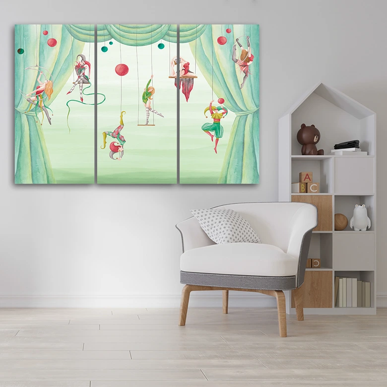Leinwandbild 3 teilig, Zirkusakrobat 