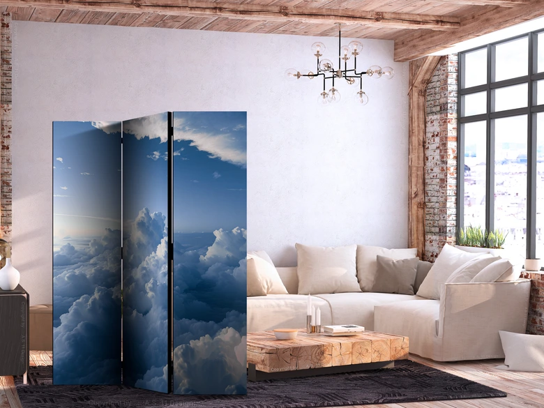 Paravent, Raumteiler freistehend, Trennwand - Aerial Landscapes: Rays Illuminating Fluffy Cloud Formations 