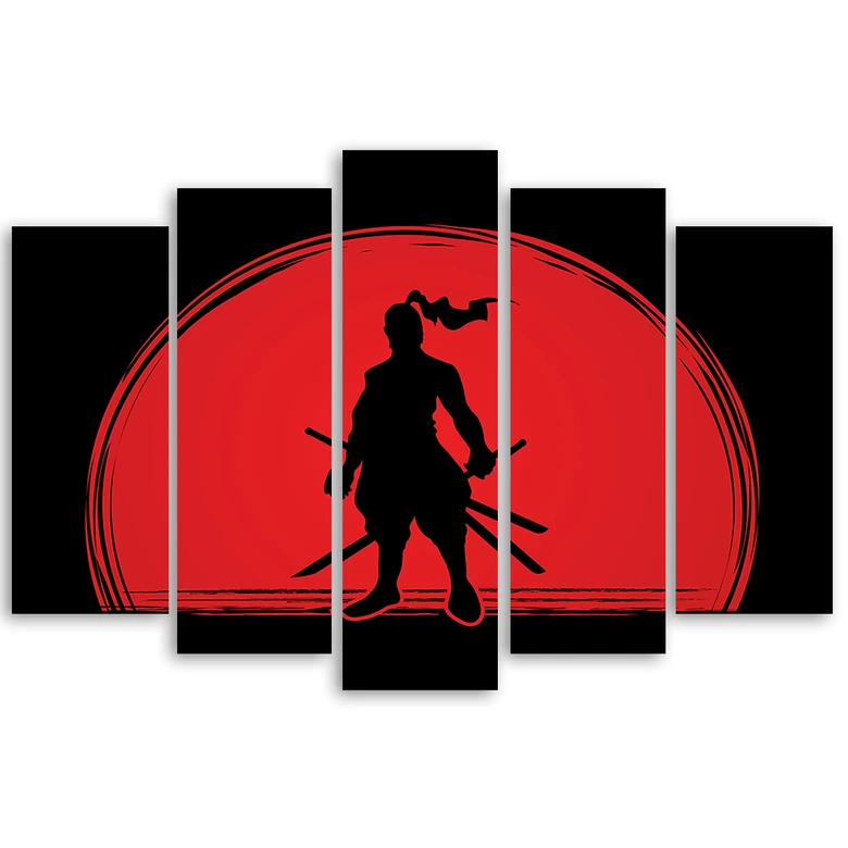 5 stykke lærredstryk, Samurai Japan Sun 