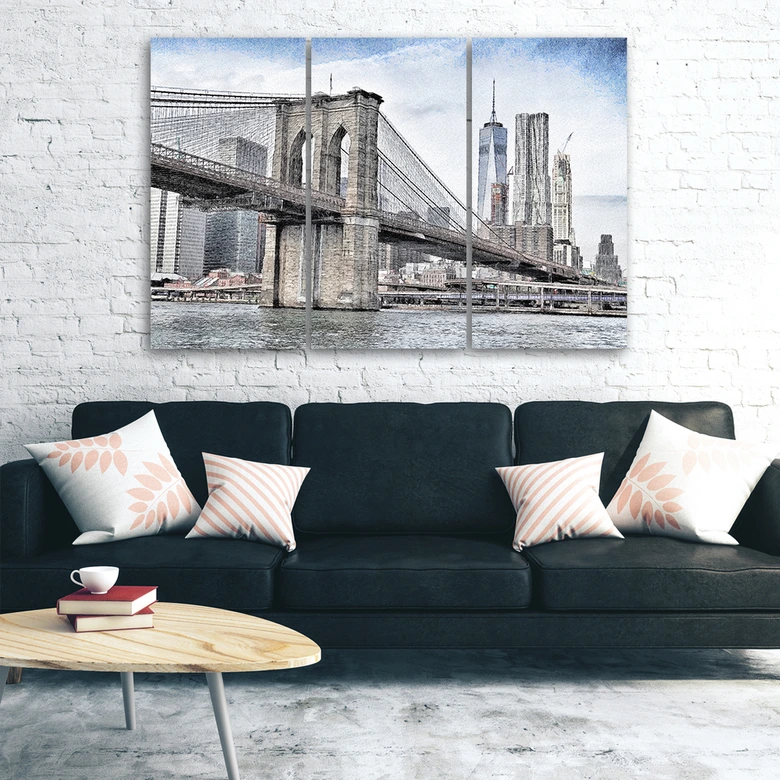 Leinwandbild 3-teilig, Brooklyn Bridge Stadt New York 