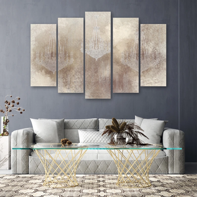 Leinwandbild 5 teilig, Kronleuchter 