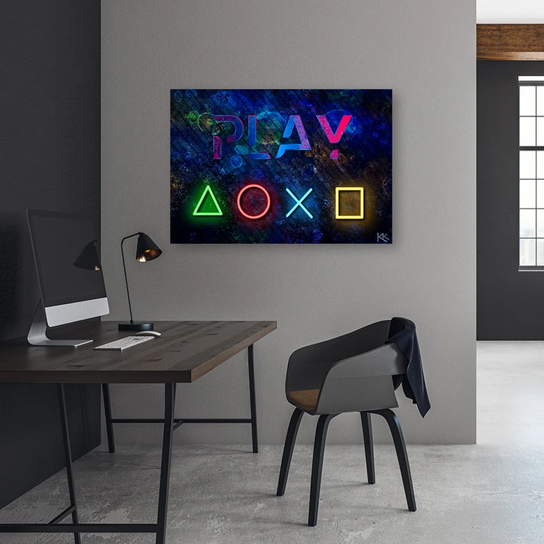Leinwandbild, Für Gamers Spielkonsole Inschrift 