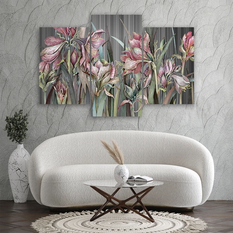 Leinwandbild 3 teilig, Iris Blumen 