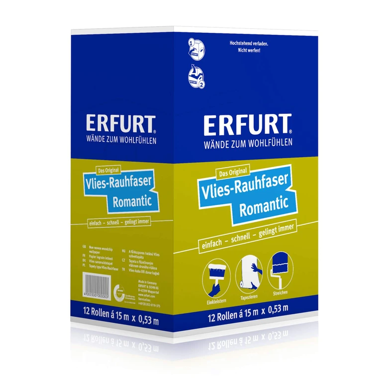 Erfurt ikke-vævet Fleecetapet Karton med 12 ruller - Romantic hvid 