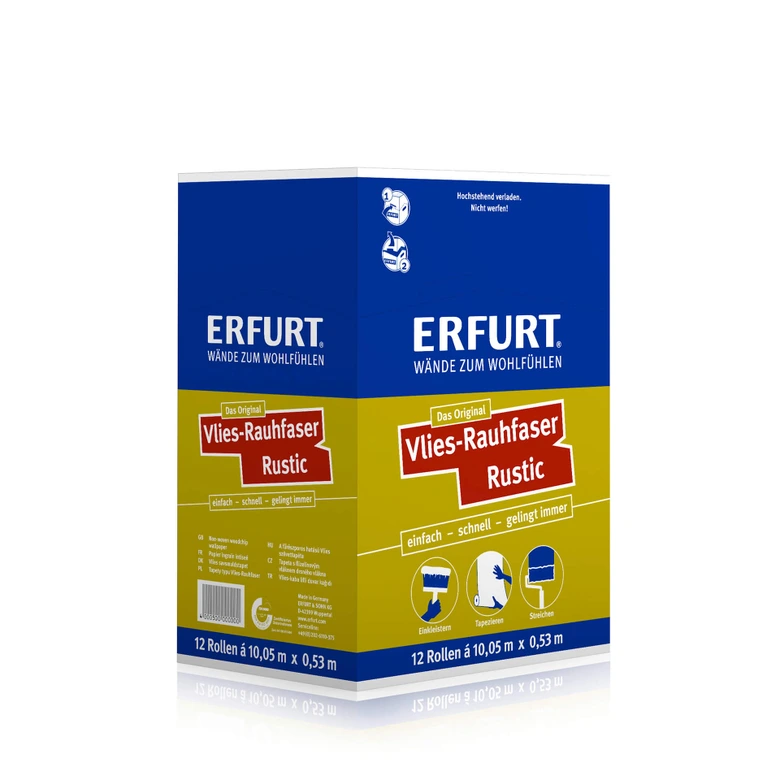 Erfurt ikke-vævet Fleecetapet Karton med 12 ruller -  Rustik hvid 