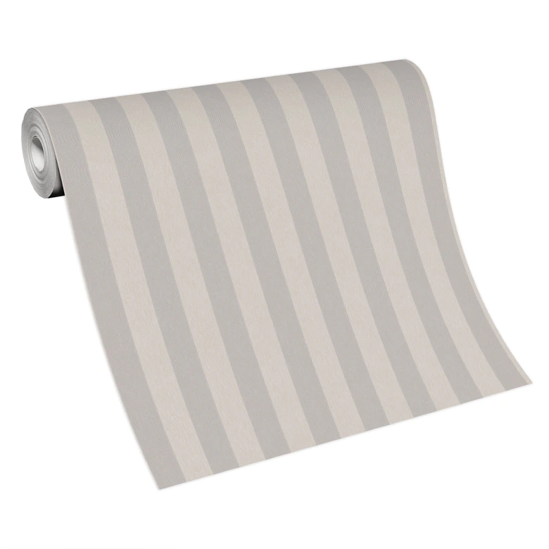 Papier peint intissé Erismann Versailles taupe, rayures argentées 