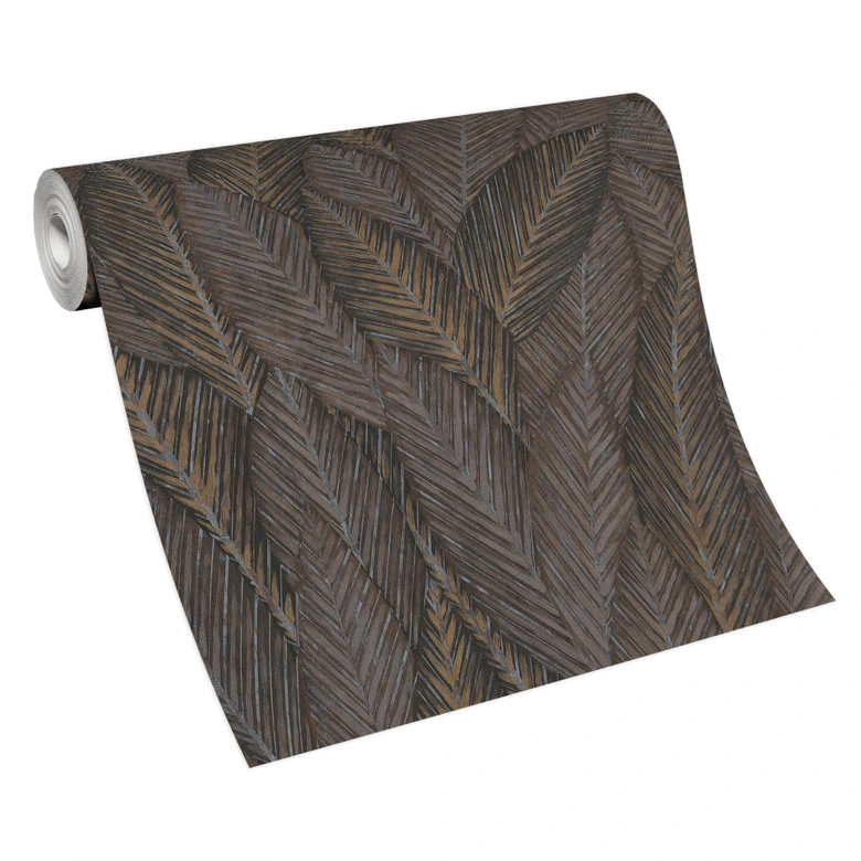 Papier peint à feuilles, papier peint à motifs, papier peint intissé marron Erismann Martinique 