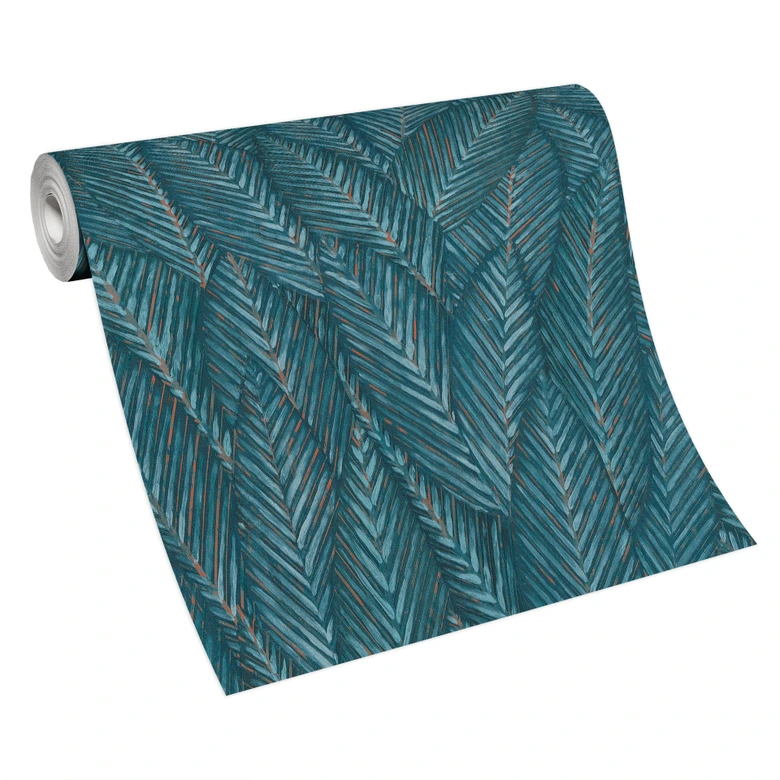 blad behang, behang met patroon, Vliesbehang Erismann Martinique blauw 