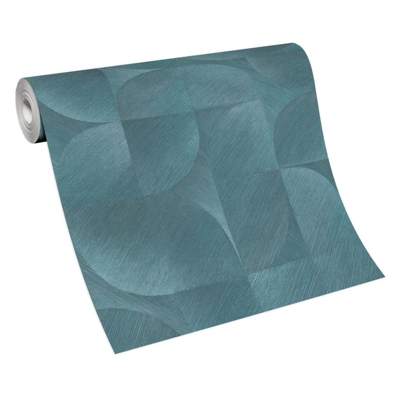 Papier peint 3D, papier peint à motifs rétro, papier peint intissé Erismann Martinique turquoise 