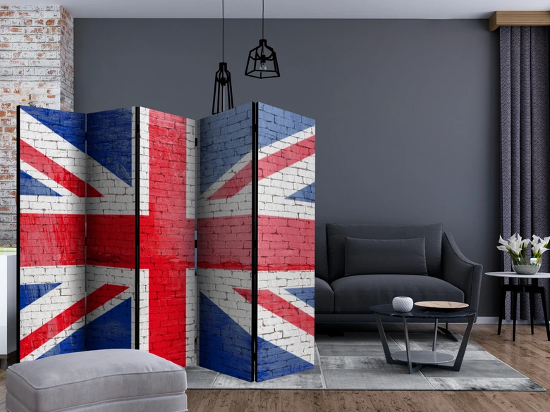 Kamerscherm - Britse vlag , 5-delig - 225x172 cm 