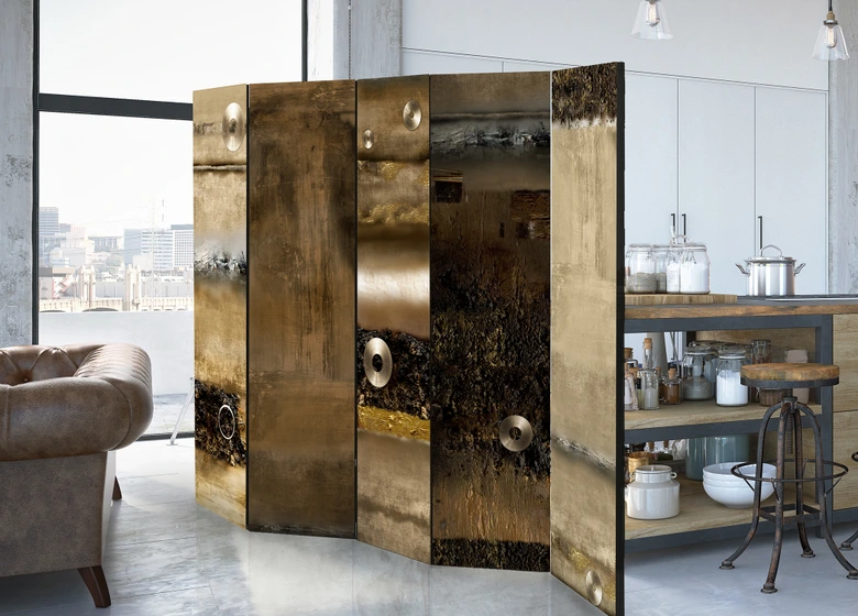 Paravent, Raumteiler freistehend, Trennwand - Metallallianz , 5-teilig - 225x172 cm 