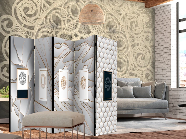 Schermo divisorio - Etichette , 5 pezzi - 225x172 cm 