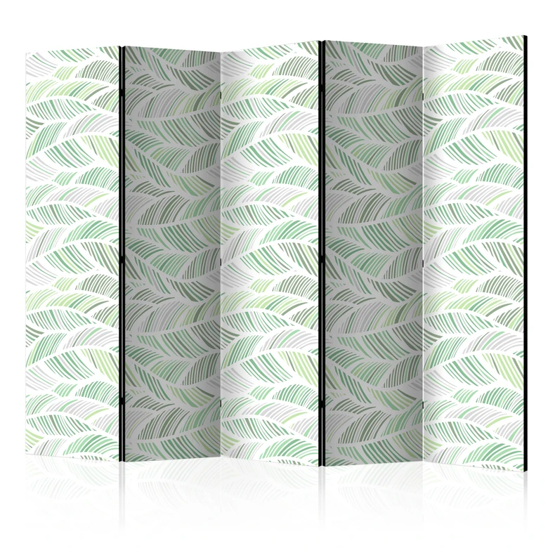 Paravent Séparation de pièce - Vagues vertes, 3 pièces 