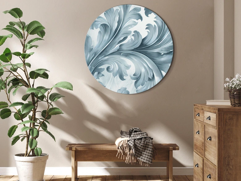 Rundes Leinwandbild Florale Steinbarockornamente 