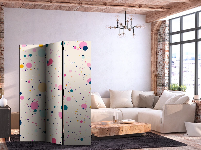 Paravent, Raumteiler freistehend, Trennwand - Dots on a Light Pink Background 