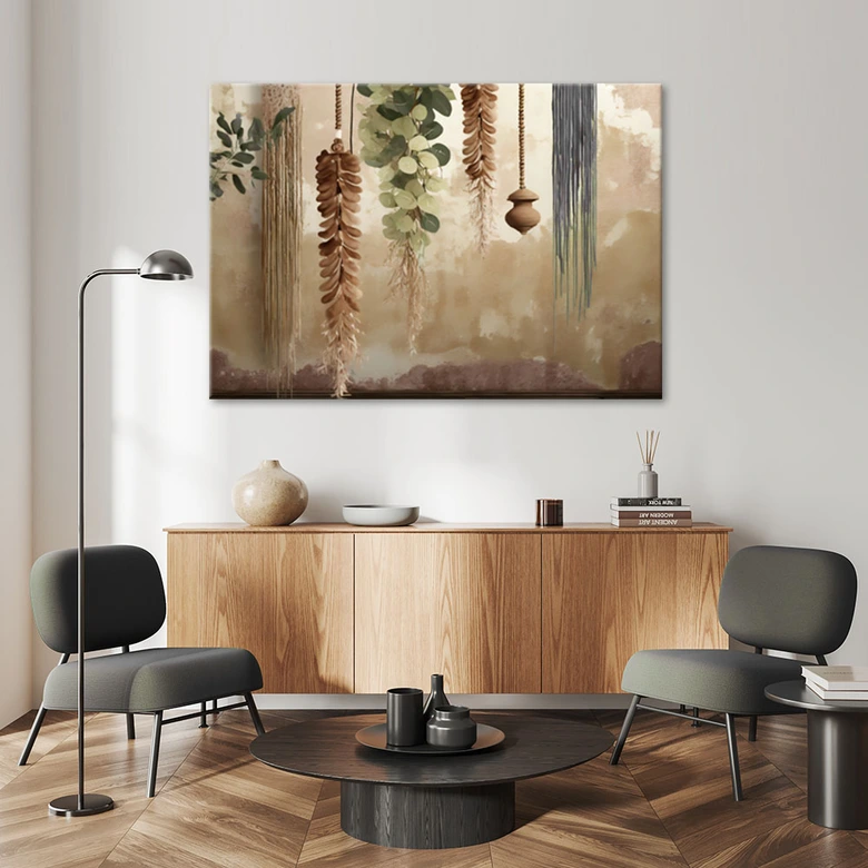 Leinwandbild, Hängende Blätter Scandi Boho 