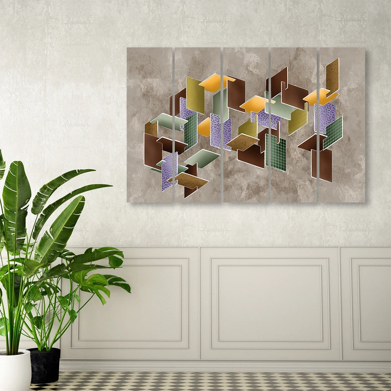 Leinwandbild 5 teilig, 3D -Rätsel 