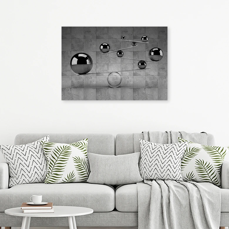 Canvasbillede, Bolde i 3D-sølv 