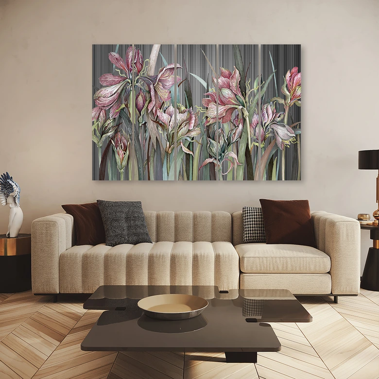 Leinwandbild 5 teilig, Iris Blumen 