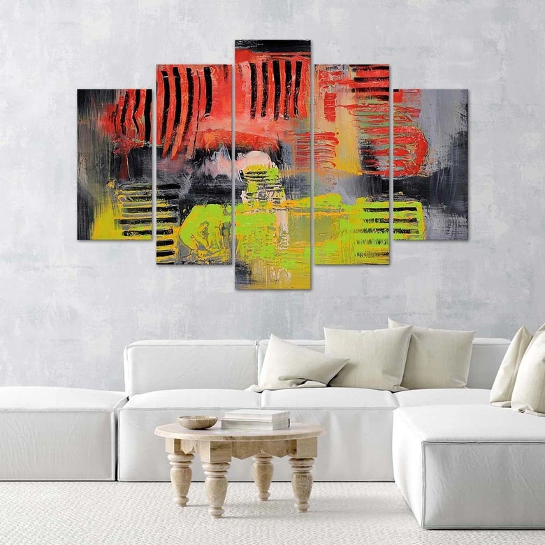 Leinwandbild 5 teilig, Abstraktion Acryl 