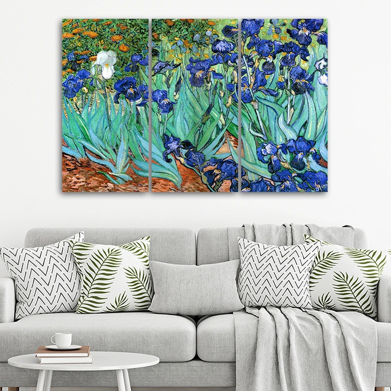 Impression sur toile en 3 parties, Vincent Van Gogh Iris 