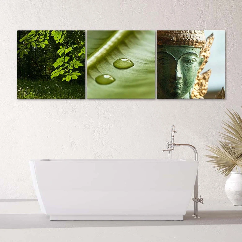 Leinwandbild 3-teilig, Buddha Natur 