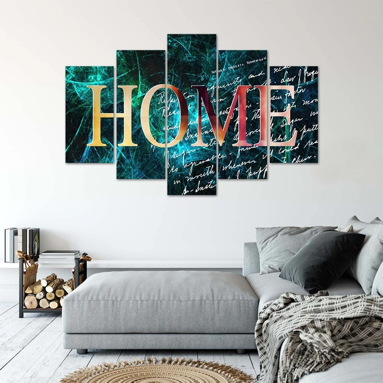Leinwandbild 5 teilig, Home Wallpaper Hintergrund Blau 