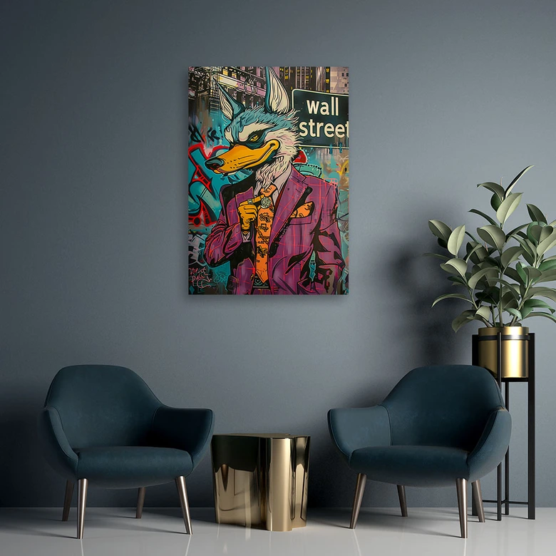 Canvas Schilderij, Wolf of Wall Street AI 