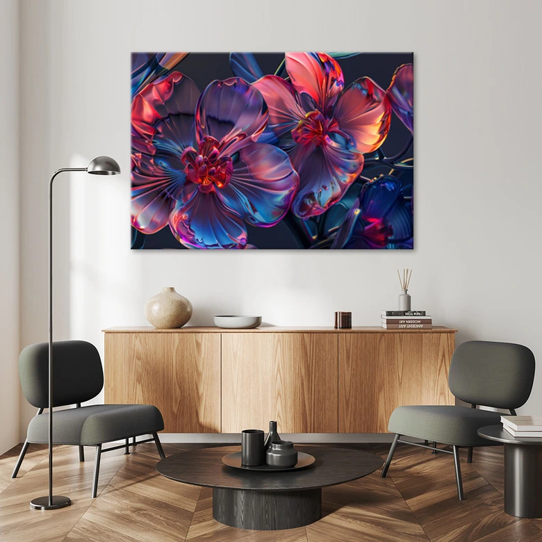 Leinwandbild, 3D Makro Blumen 