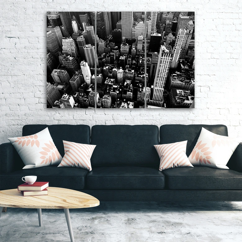 Leinwandbild 3-teilig, New York Stadt Panorama Schwarz Weiß  