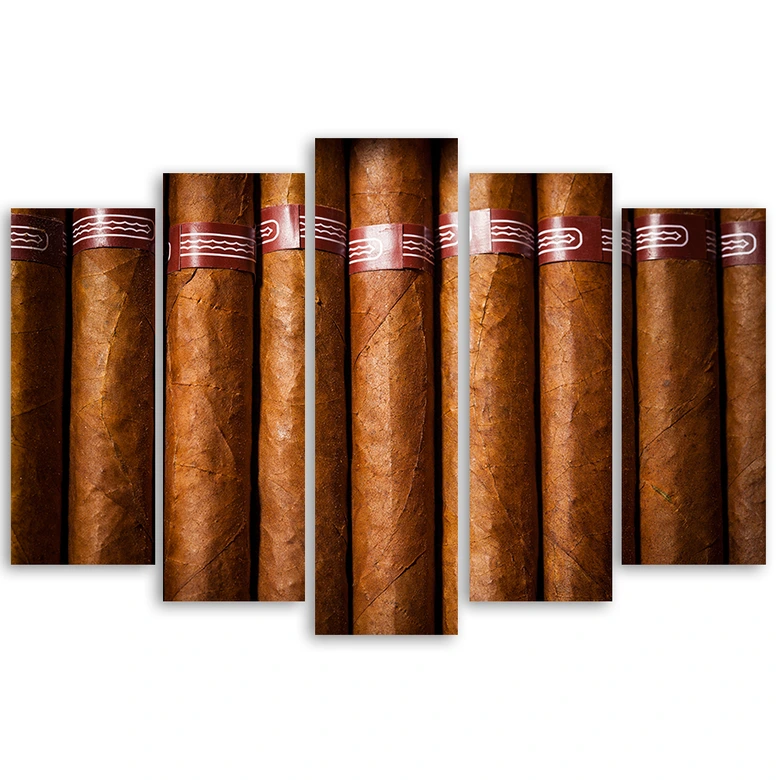 5 stykke lærredstryk, cubansk cigar 