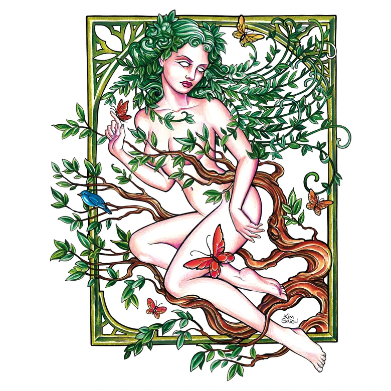 Window sticker LA Ink forest elf in frame 
