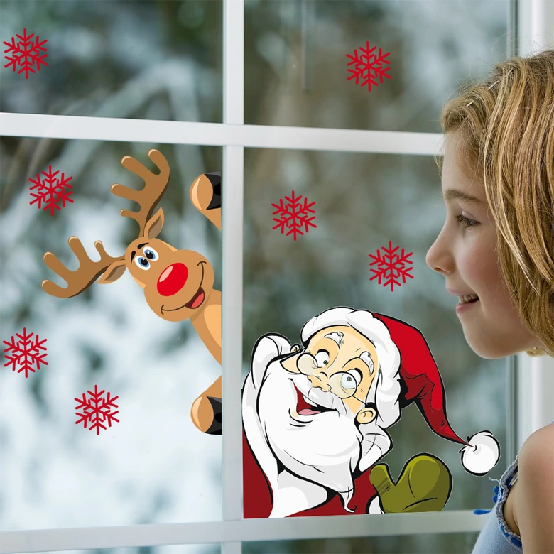 Window decor: Santa & Reindeer 