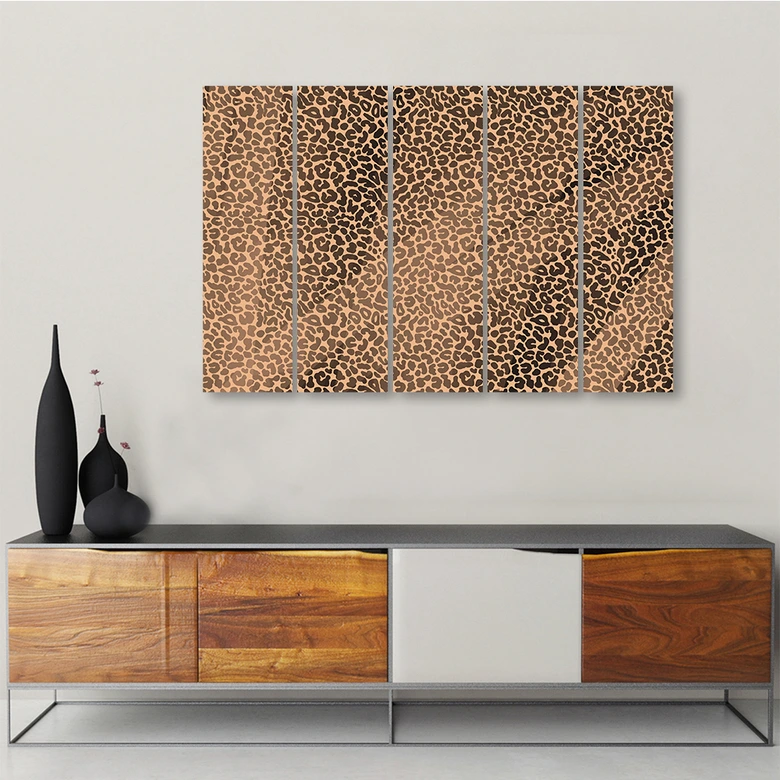 5 stykke lærredsprint, Leopard Leopard Pels Patches Mønster 