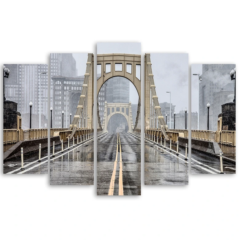 Leinwandbild 5 teilig, Brooklyn Bridge in New York 