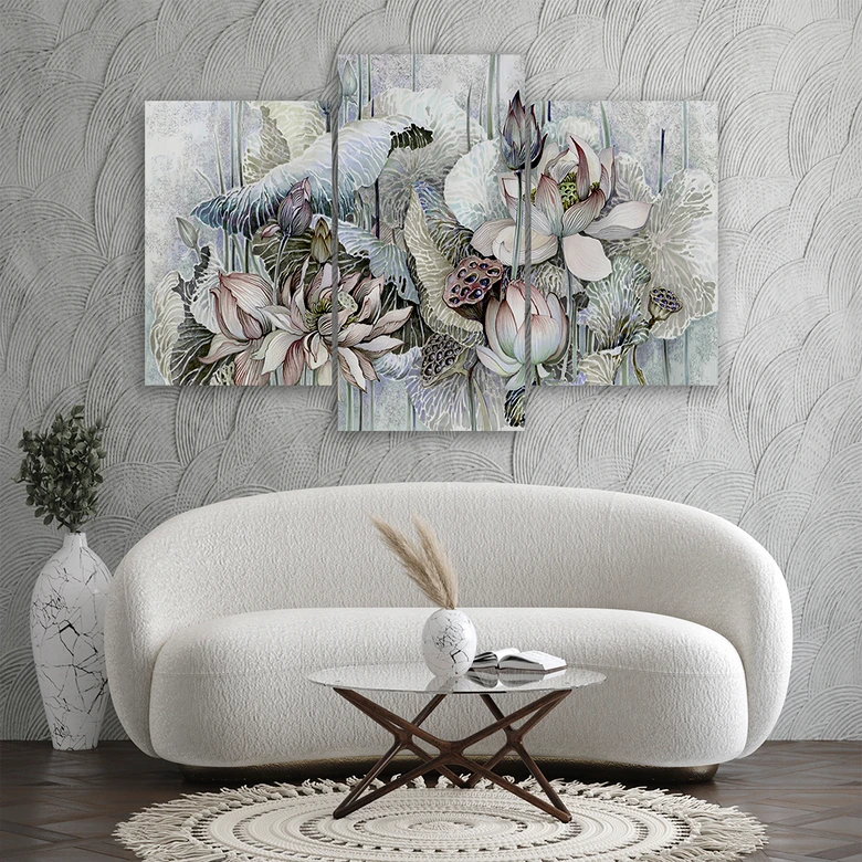 Leinwandbild 3 teilig, Saint Lotos Blumen 
