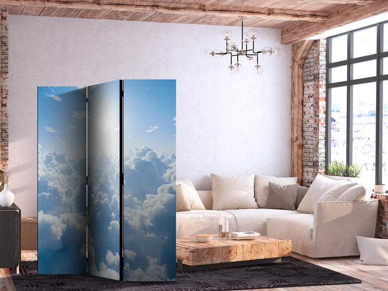 Paravent, Raumteiler freistehend, Trennwand - Heavenly Calm: Warm Rays of the Sun 