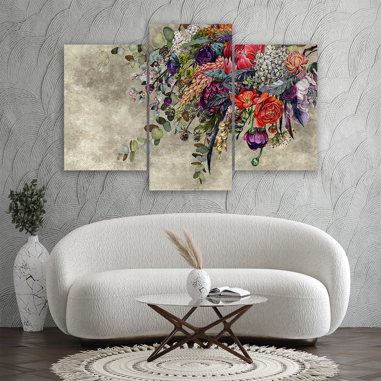 Leinwandbild 3 teilig, Blumenstrauß 