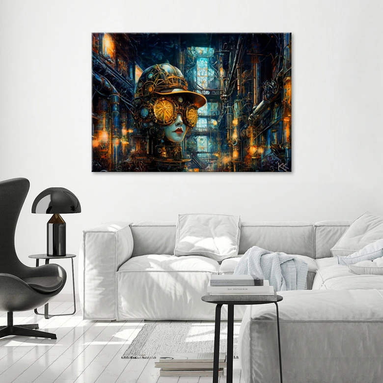 Leinwandbild, Weiblicher Steampunk Abstraktion 