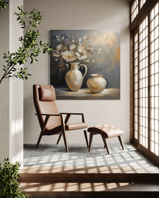 Leinwandbild Stillleben Blumen Vase 