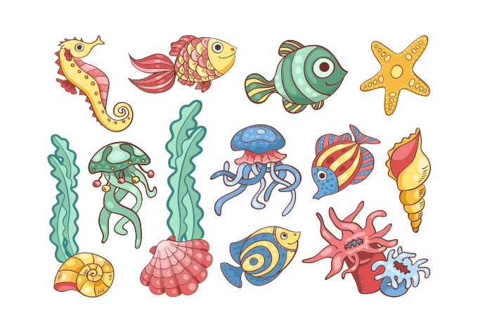 Färgglad fisk fönsterbild 