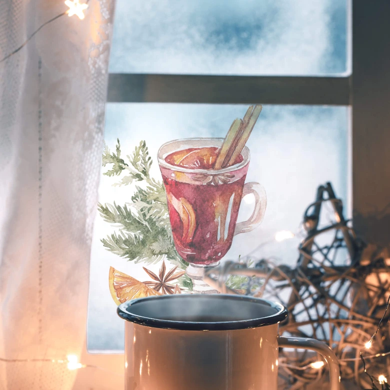 Sticker pour fenêtre Un verre de vin chaud 