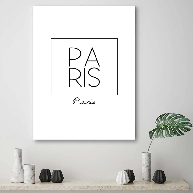 Leinwandbild, Paris Grafik mit der Aufschrift 