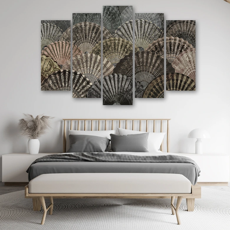 Leinwandbild 5 teilig, Luxuriöse Fans 