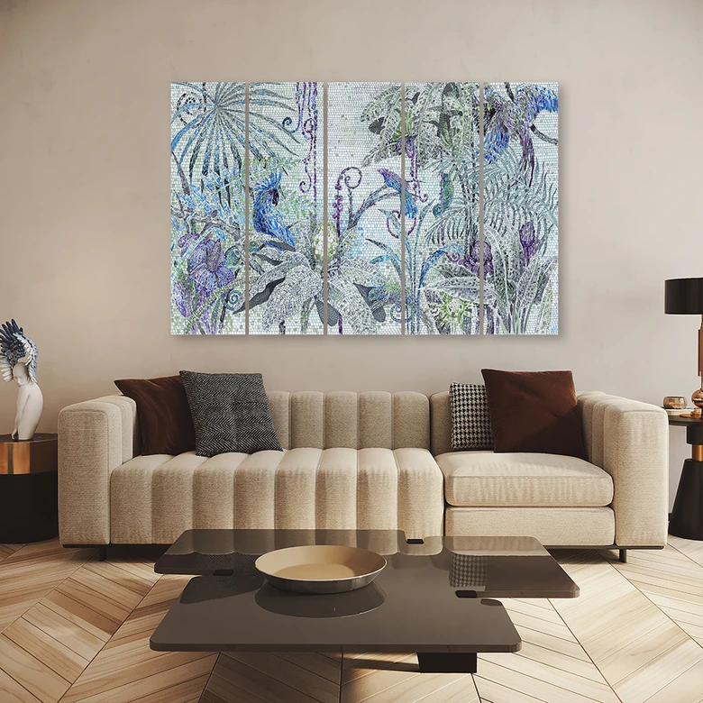 Leinwandbild 5 teilig, Mosaik -Dschungel 