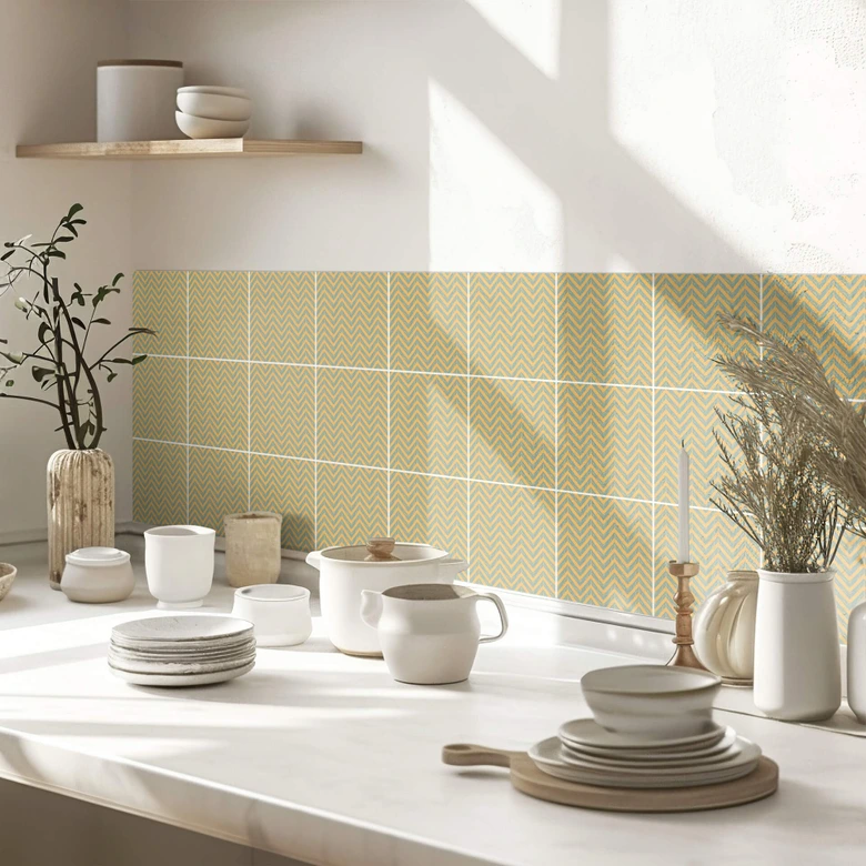 Azulejos Adhesivos Boho - espiga aperol salvia (mate) - lote de 12 Mate | 15x15 cm