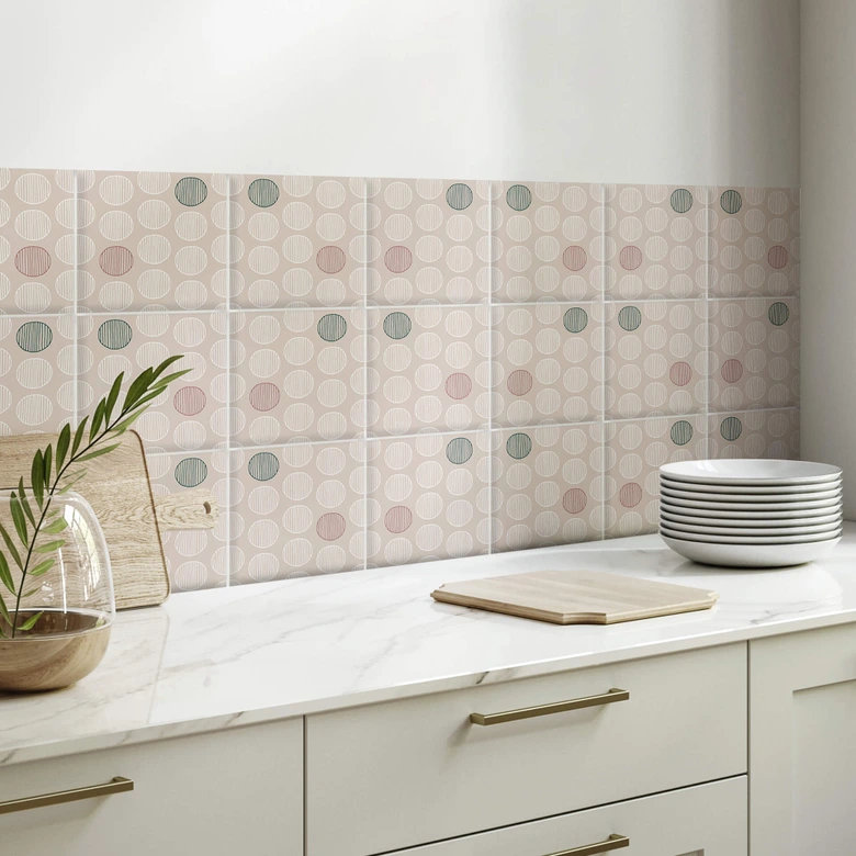 Autocollants carrelage cercles boho - lot de 12 